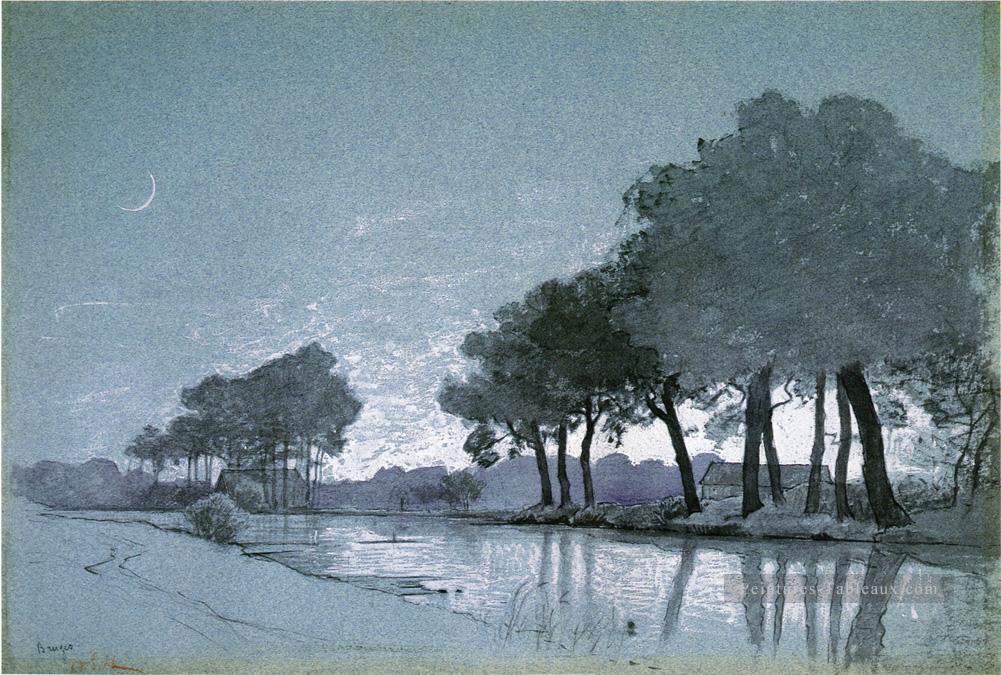 Paysage de Bruges William Stanley Haseltine paysages ruisseaux Peintures à l'huile